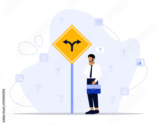 Business decisions concept illustration. Suitable for landing page, ui, web, App intro card, editorial, flyer, and banner.