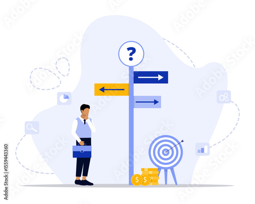 Business decisions concept illustration. Suitable for landing page, ui, web, App intro card, editorial, flyer, and banner.
