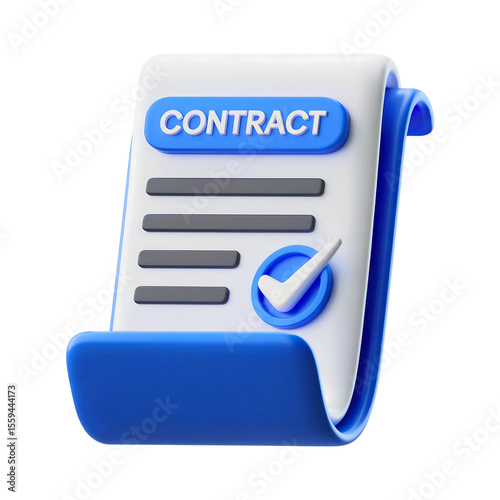 Contract Document Icon with a Checkmark Symbol
