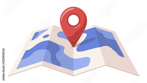 3D illustration of a location pin on a map