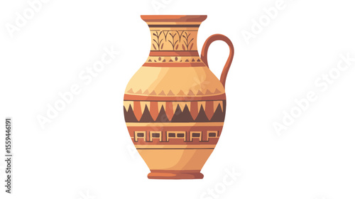Ancient Greek Culture Depicted in Amphora Flat Vector Illustration