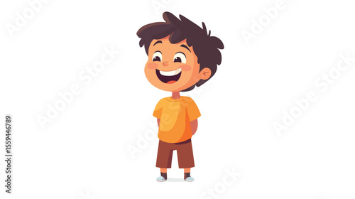 Cheerful Boy Laughing Cartoon Character Vector Illustration
