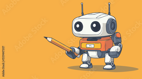 Innovative Cartoon Robot Drawing with Pencil