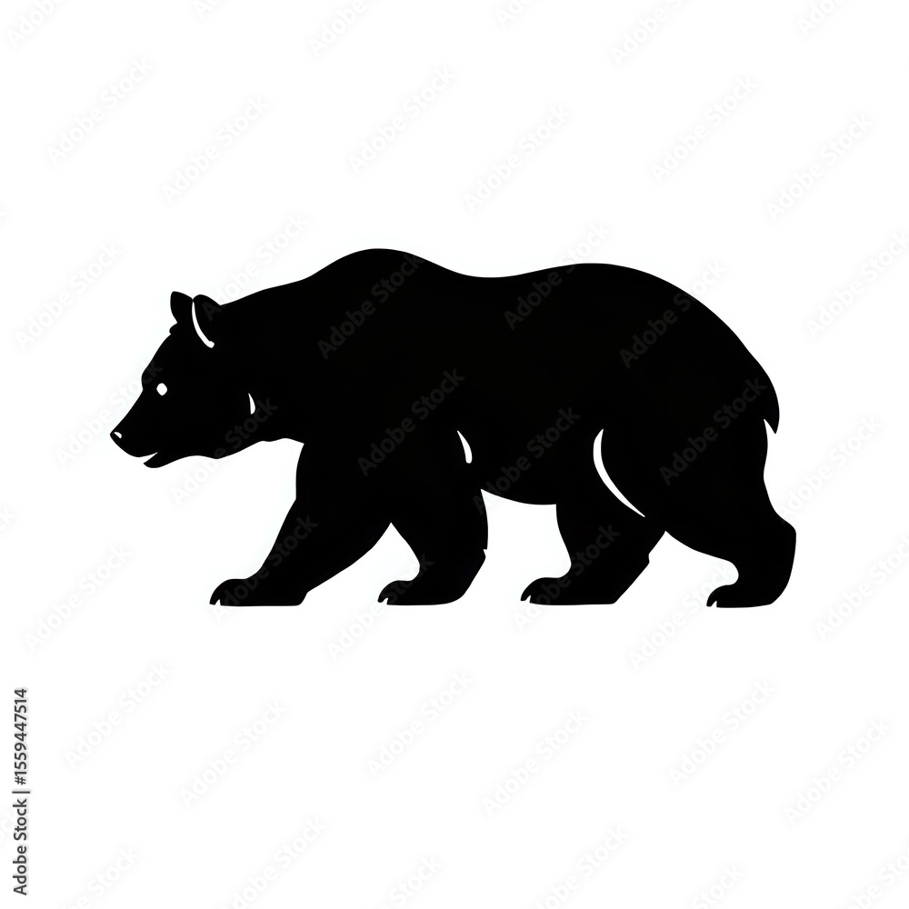 Fototapeta premium Silhouette of a bear in black and white, showcasing bold contrast.