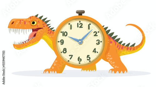 Dinosaur Clock on White Background - Vector Illustration