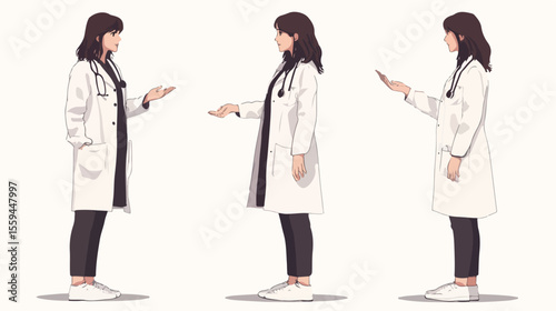 Confident Female Doctor Demonstrating Medical Concept with Professional Pose