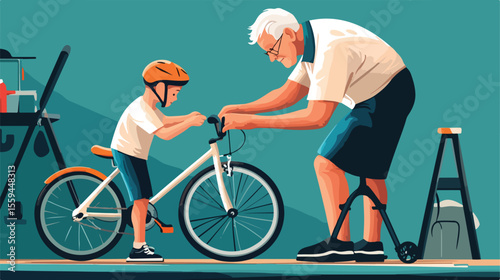 Skilled Grandfather Repairing Grandson's Toy Car with Love and Care
