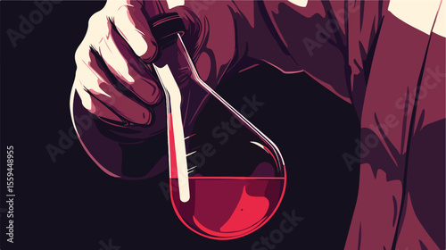 Scientist Holding Laboratory Beaker Flat Vector Illustration