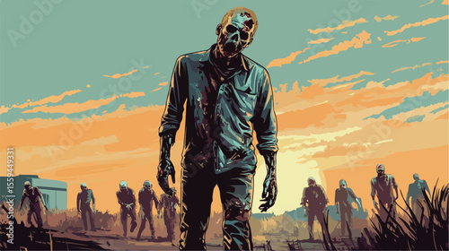 Walking Dead Flat Vector Illustration