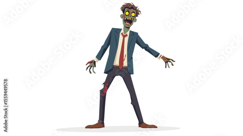 Zombie Businessman on White Background - Creative Concept for Business, Halloween Theme