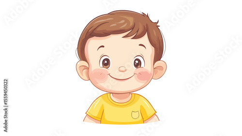 Cute Baby With Chubby Cheeks and Yellow Background