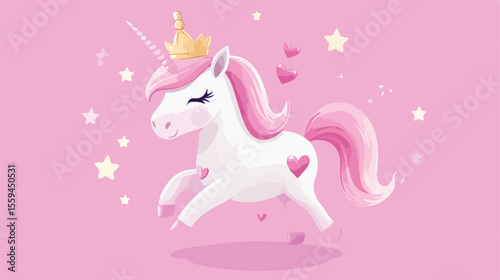 Enchanting Fantasy Unicorn Crowns Hearts Magic Image
