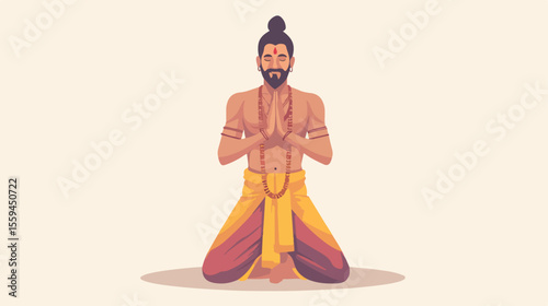 Professional Hindu Man Making Namaste Greeting Gesture