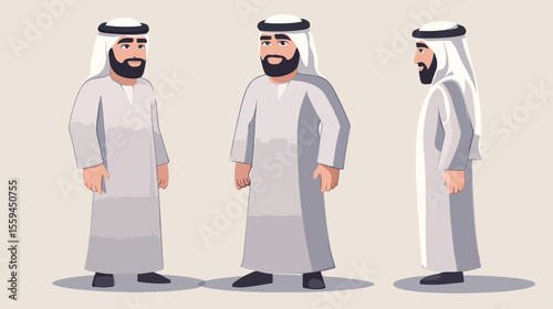 Arab Man Wearing Traditional Costume Character Portrait