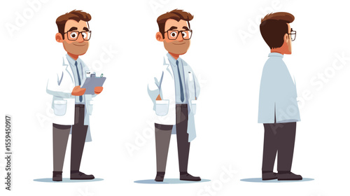Smart Scientist Cartoon Character in Flat Vector Illustration