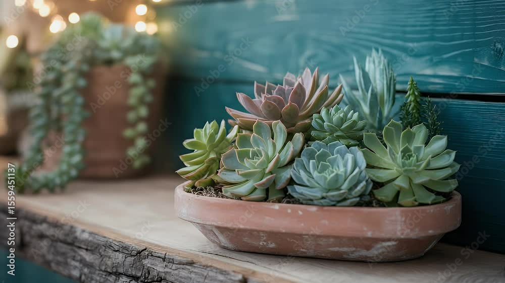 Succulents in terracotta planter rustic home decor