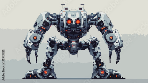 Futuristic Flat Vector Illustration of Advanced Robotics Technology