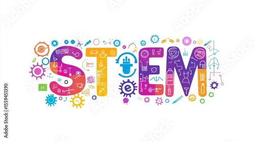 A colorful logo STEM Science, Technology, Engineering, and Mathematics icon