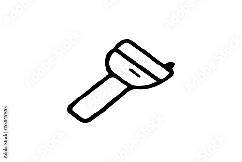 The drawing depicts the common shape of a torch, with a cylindrical body for the handle and a wider head containing the light source, indicated by a small dot at the end