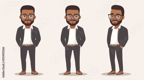 Professional African American Entrepreneur Man Character in Office Setting