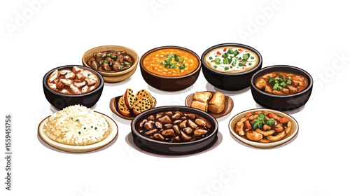 African Food Mulukhiyah Flat Vector Illustration