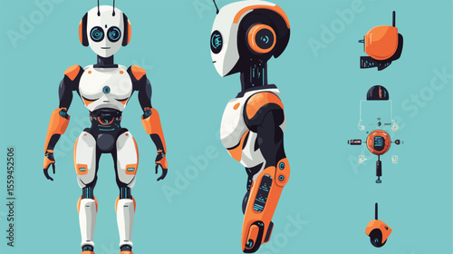 Flat Vector AI Robot Technology Icon Illustration