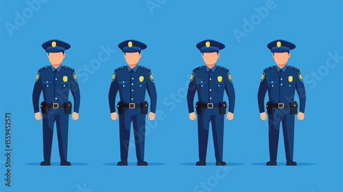 Professional AI Police Officer in Uniform Vector Illustration