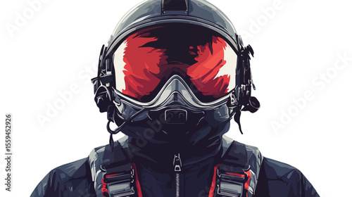 Modern Air Force Pilot in Flight Helmet Flat Vector Illustration