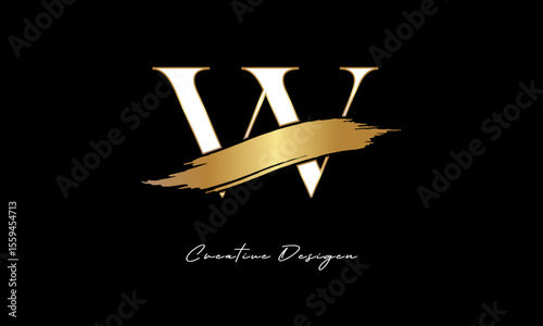W Monogram Logo – Luxury Gold Letter mark with Elegant Brush Stroke for Fashion, Boutique & Premium Branding 