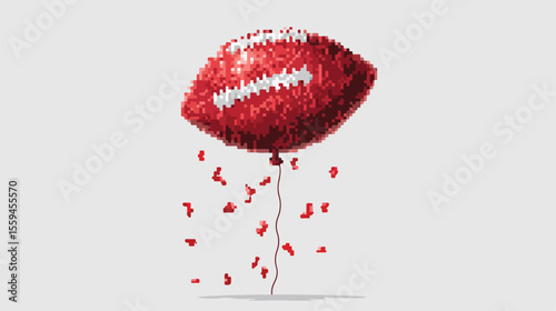 Pixelated American Football Balloon in 8 Bits Style