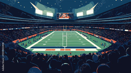 Dynamic American Football Match Flat Vector Illustration