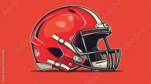 Red American Football Helmet Vector Illustration