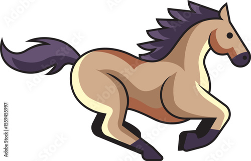 Running Horse Cartoon Illustration