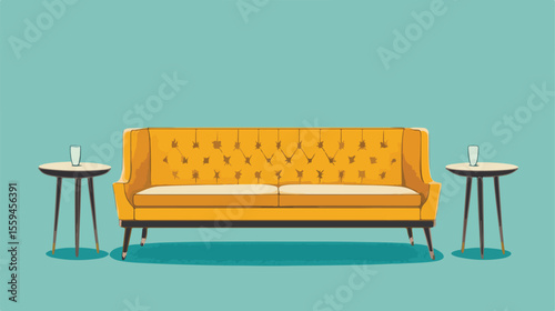 Stylish American Retro Dining Sofa Isolated in Flat Vector