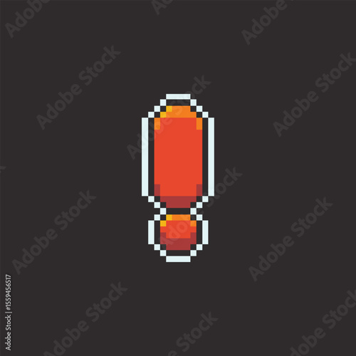 this is exclamation mark icon in pixel art with colorful color and black background this item good for presentations,stickers, icons, t shirt design,game asset,logo and your project.