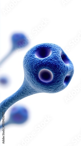 Blue Microorganism Cells with Intricate Structures and Textures