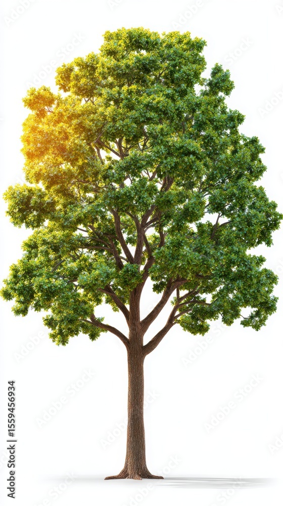Obraz premium Lush Green Tree with Thick Canopy Against White Background
