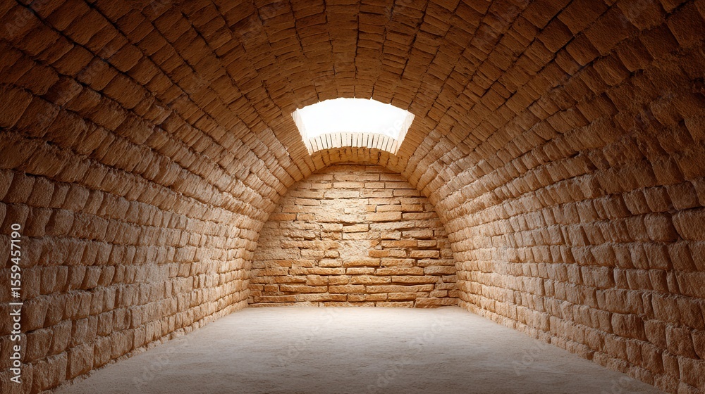 Fototapeta premium Interior View of an Arched Stone Room with Natural Light Shining