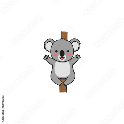 An icon of a cute cartoon koala character gripping a tree trunk with both arms, symbolizing strength, determination, and a firm hold.