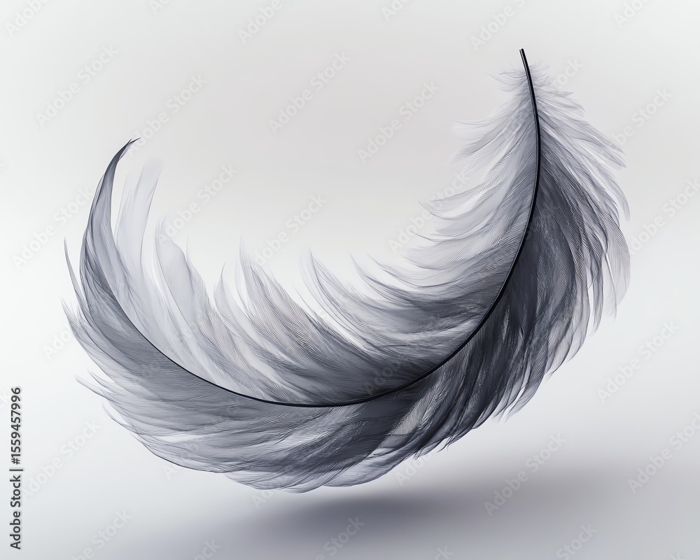 Obraz premium Abstract Grey Feather Shape Deconstructed into Curves