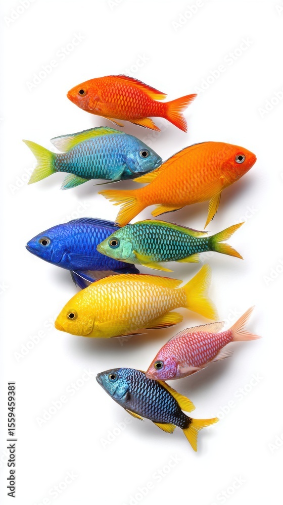Fototapeta premium Colorful Tropical Fish in Vibrant Shades for Aquatic Themes