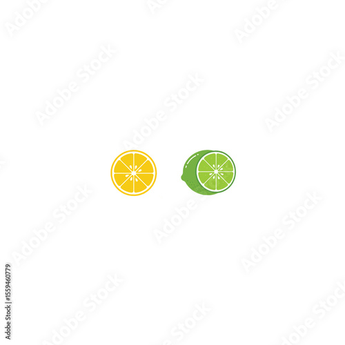 lemon and lime slices, lemon, fruit, citrus, isolated, yellow, half, white, fresh, lime, healthy, juicy