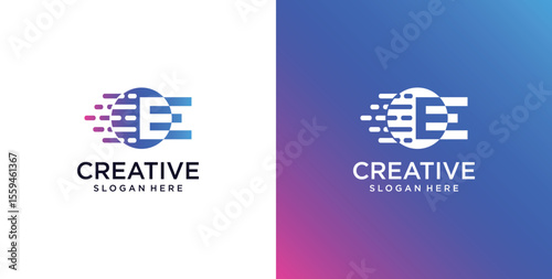 ikon logo E awal teknologi digital