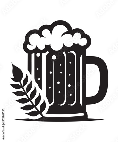 Beer mug of beer silhouette vector Illustration isolated on white background.