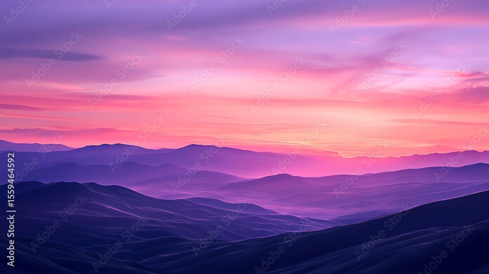Obraz premium Pink And Purple Desert Hills Sunset Landscape