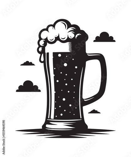 Beer mug of beer silhouette vector Illustration isolated on white background.