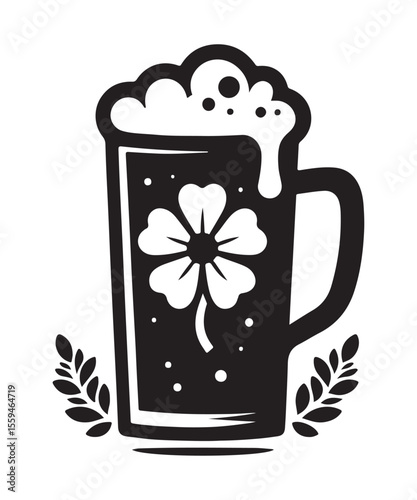 Beer mug of beer silhouette vector Illustration isolated on white background.
