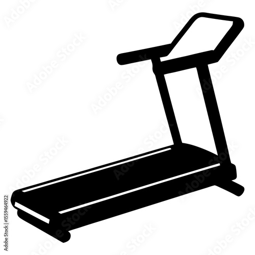 Treadmill Silhouette Vector Illustration in Black for Fitness and Gym Design Projects