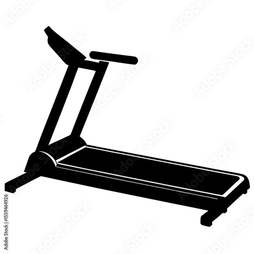 Treadmill Silhouette Vector Illustration in Black for Fitness and Gym Design Projects