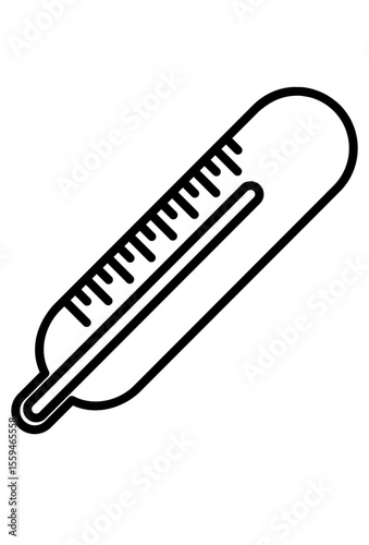 Icon of a medical thermometer measuring temperature.
Simple drawing of a classic glass temperature gauge.
Vector illustration of a device for checking body heat.

